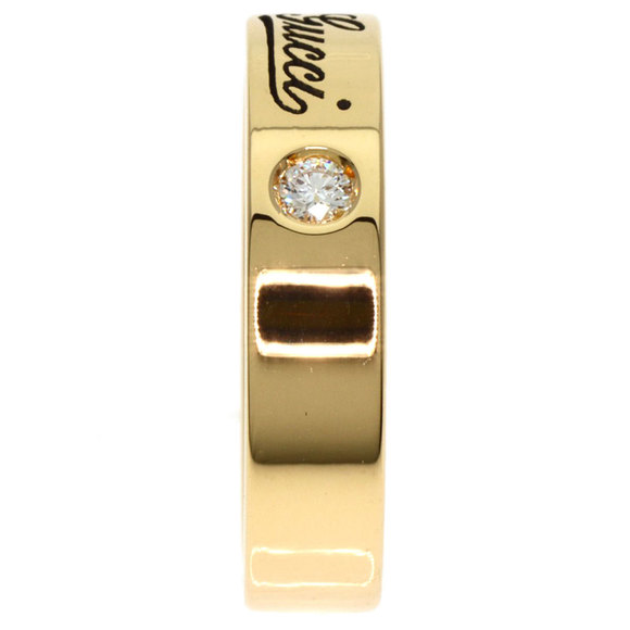 GUCCI Icon Print 2P Diamond Ring K18 Yellow Gold Size 7.25 - Picture 3 of 9